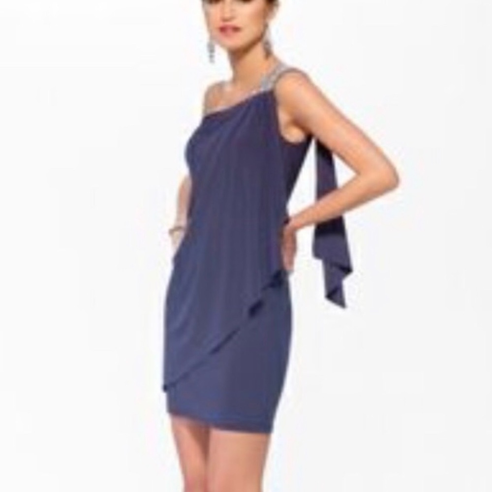Cache One Shoulder Gray Dress with Rhinestones - Picture 2 of 8